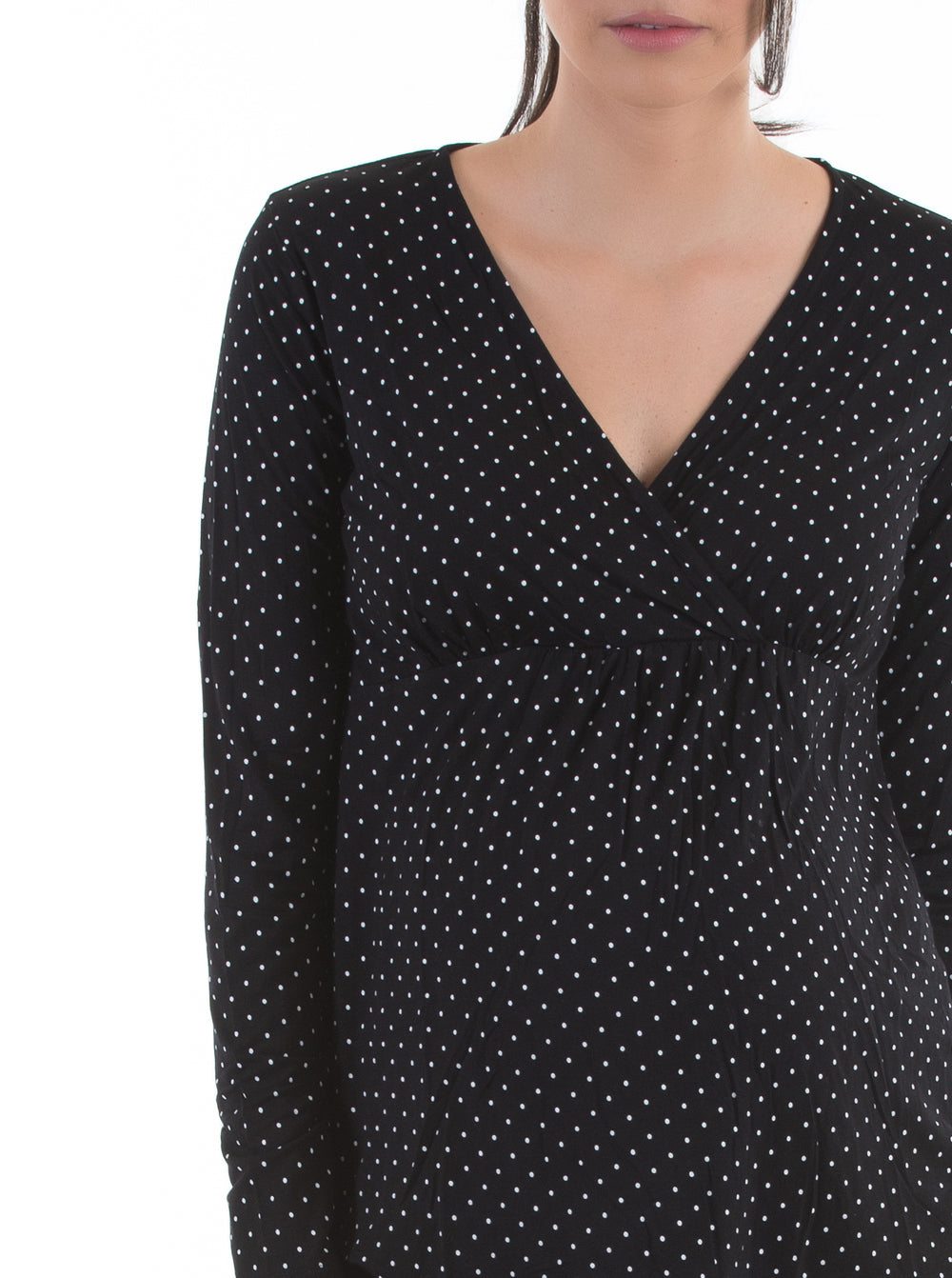 Front view - V-Neck Top and Lounge Pants Sleep Set - Polka Dot - Angel Maternity USA (4376025727070)