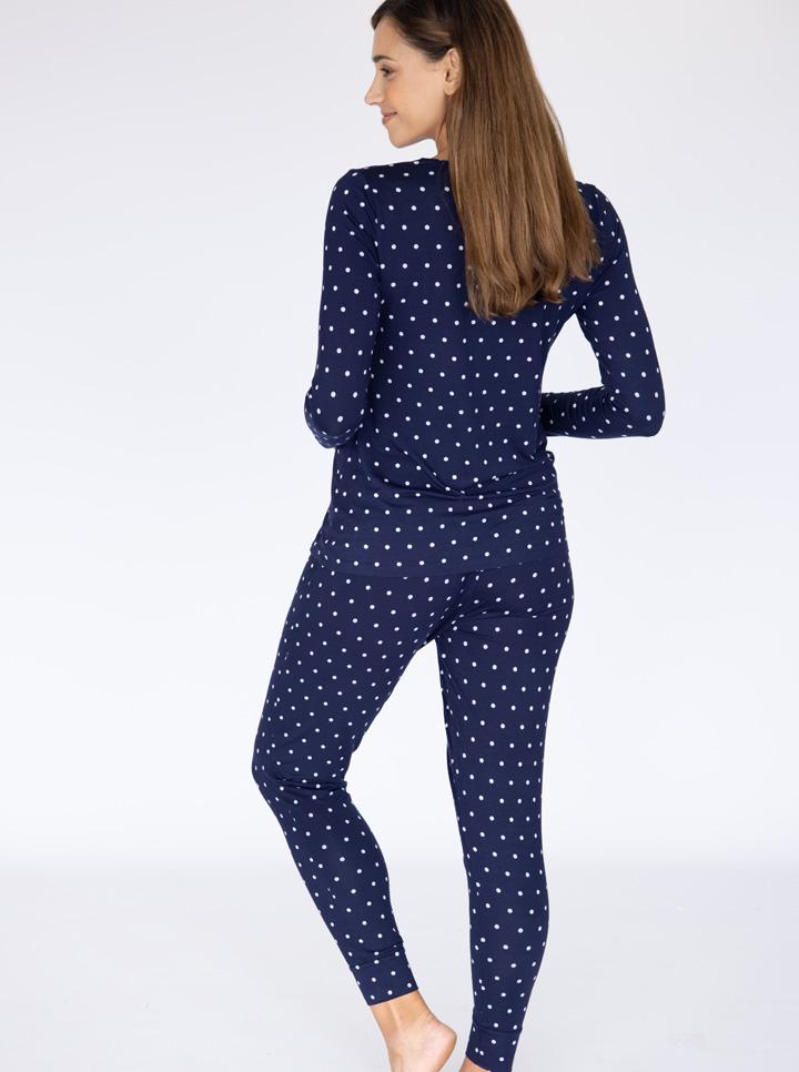 3 Piece Maternity & Nursing Lounge PJ Outfit - Navy Polkadots - Angel Maternity USA (4698032701534)