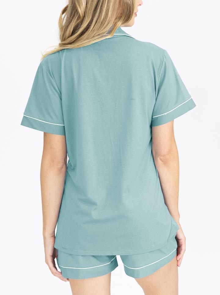 Maternity and Nursing Pyjama set in Sage back (4801470365790)