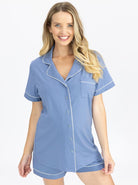Maternity and Nursing Pyjama Set in Blue - Angel Maternity USA (4801471250526)