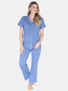 Maternity and Nursing Pyjama Long Pant Set in Blue - Angel Maternity - Maternity clothes - shop online (6546201575527)