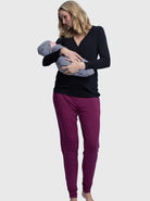 4 Piece Maternity & Nursing Lounge Outfit - Black & Burgundy main (4694344269918)