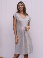 Sharon Maternity Day Dress in Soft Taupe - Angel Maternity USA