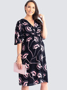 Maternity Bella Midi Dress - Hibiscus Print - Angel Maternity USA (4499253887070)