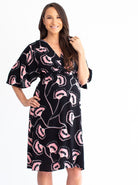 Maternity Bella Midi Dress - Hibiscus Print - Angel Maternity USA (4499253887070)