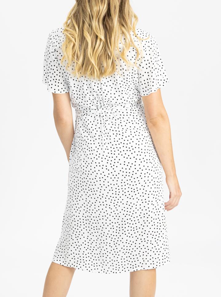 Back view - Maternity and Nursing Wrap Dress with Polka Dots in Knee Length (4802020212830)