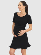 Maternity Short Sleeve Frilled End Bodycon Dress - Angel Maternity - Maternity clothes - shop online (6639685304414)