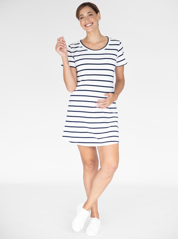 Summer Striped T-Shirt Dress front (4827655766110)