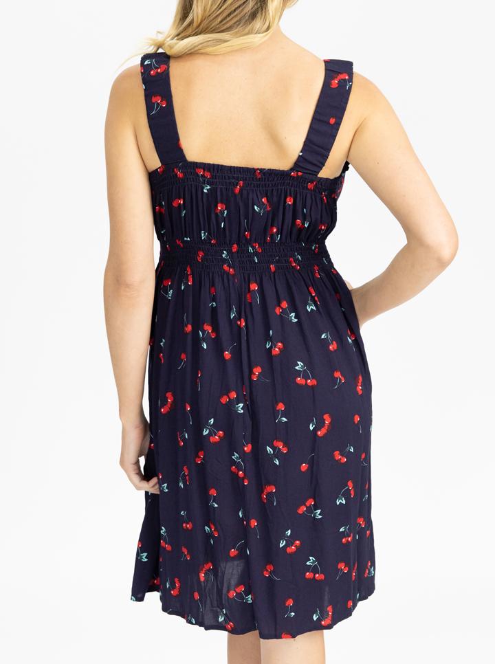Maternity Summer Rayon Nursing Dress - Cherry Print back (4802027552862)