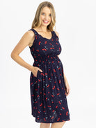 Maternity Summer Rayon Nursing Dress - Cherry Print side (4802027552862)