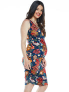Maternity Bodycon Print Dress - Red Floral - Angel Maternity USA (4539467923550)