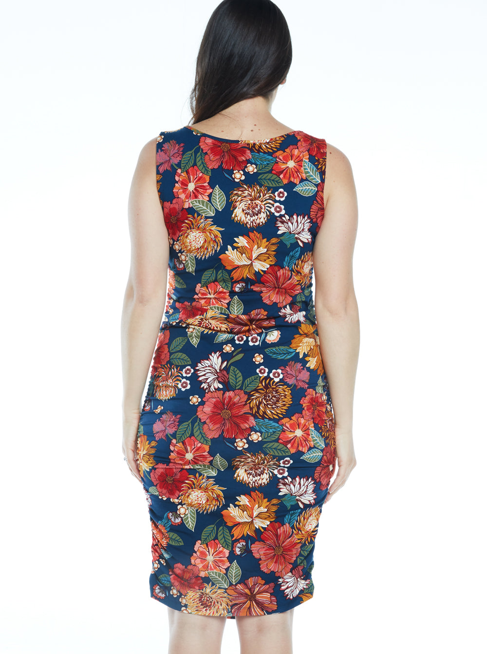 Maternity Bodycon Print Dress - Red Floral - Angel Maternity USA (4539467923550)