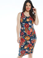 Maternity Bodycon Print Dress - Red Floral - Angel Maternity USA (4539467923550)