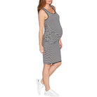 Side view - Reversible Maternity Dress in Black Stripes (3445575221342)