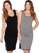 Main view - Reversible Maternity Dress in Black or Black Stripes (3445575221342)