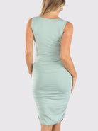 Back view - Sleeveless Sage Maternity Bodycon Dress (6640081862750)