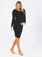 Maternity Bodycon Long sleeve Dress in Black - Angel Maternity - Maternity clothes - shop online (6628396859486)