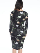 Maternity Bodycon Long Sleeve Print Dress - Black Floral (4802020048990)