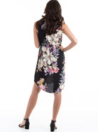 Back view black - Bella Floral Print Maternity Sleeveless Dress (3961104072798)