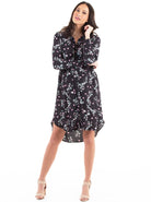Button Front Nursing Shirt Dress - Floral - Angel Maternity USA (3961107054686)