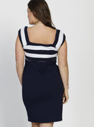 Maternity Fitted Stripe Cotton Dress - Dark Blue - Angel Maternity USA (1302620799070)