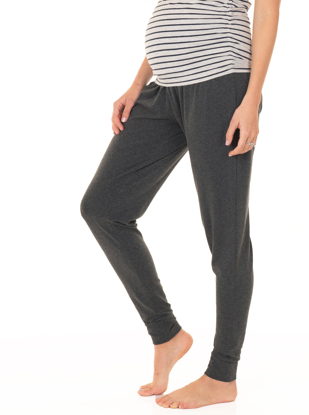 Main view - Comfy Maternity Lounge Pants - Charcoal Grey (4513827815518)