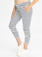 Main view - High Waist Maternity Pants in Navy Stripes (4792057888862)