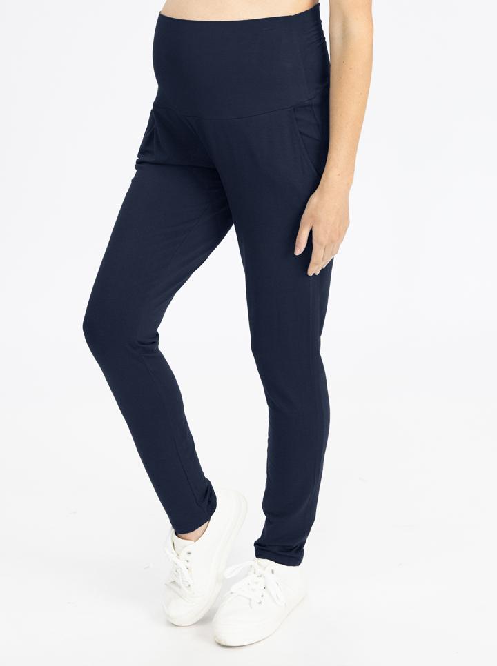 Side view - High Waist Navy Maternity Pants (4792057004126)