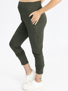 Side view - High Waist Maternity Pants in Khaki (4792057200734)