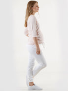 Mara Maternity Stripe Nursing Top - Pink & White - Angel Maternity USA