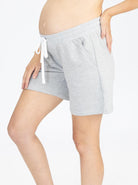 Cotton Maternity Summer Shorts in Marl Grey (4801472692318)