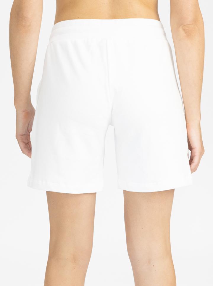 Back view - White Maternity Cotton Shorts (4801470955614)