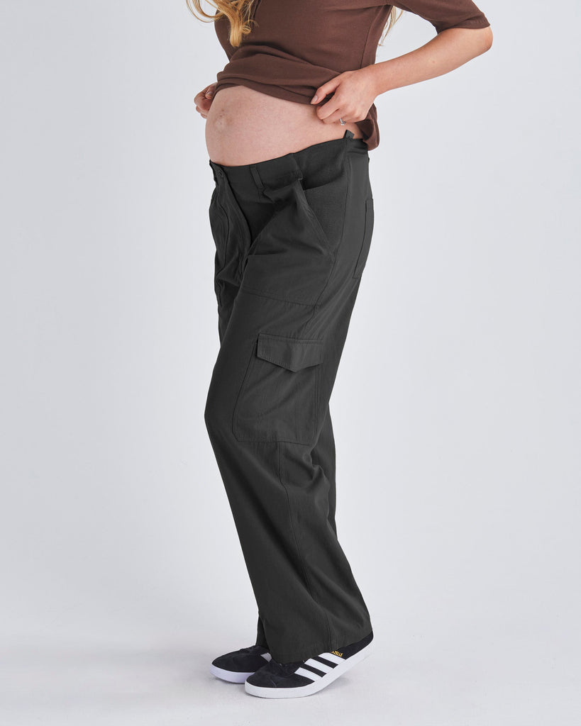 Maternity Black Cargo Pants - 100% Cotton from Angel Maternity