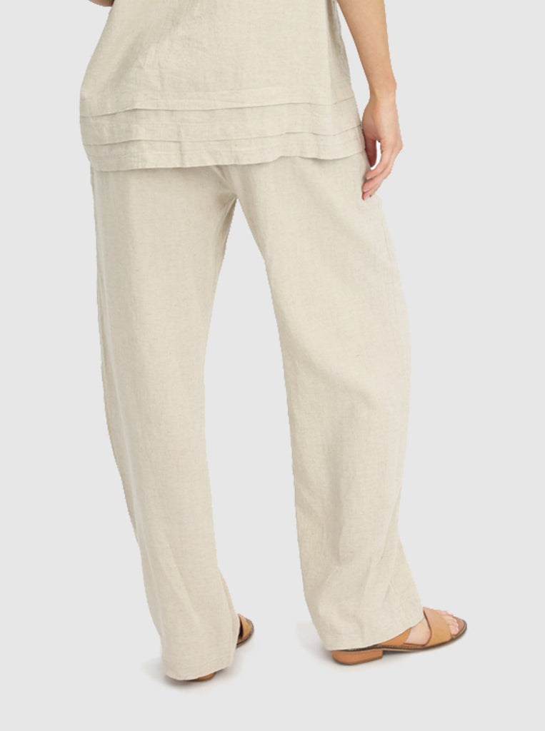 Back view - Comfortable Linen Maternity Pant in Beige (6640782016606)