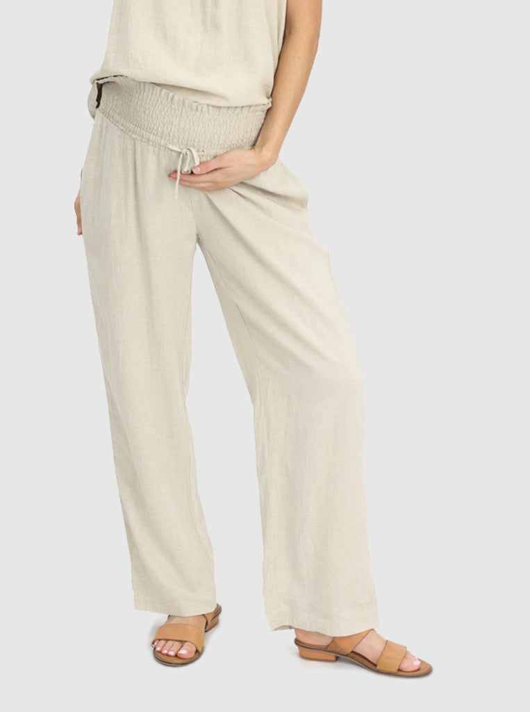 Main view - Comfortable Linen Maternity Pant in Beige (6640782016606)