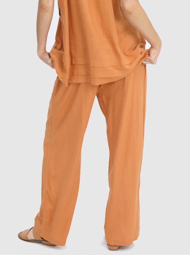 Back view - Comfortable Linen Maternity Pant in Orange from Angel Maternity (6640781983838)