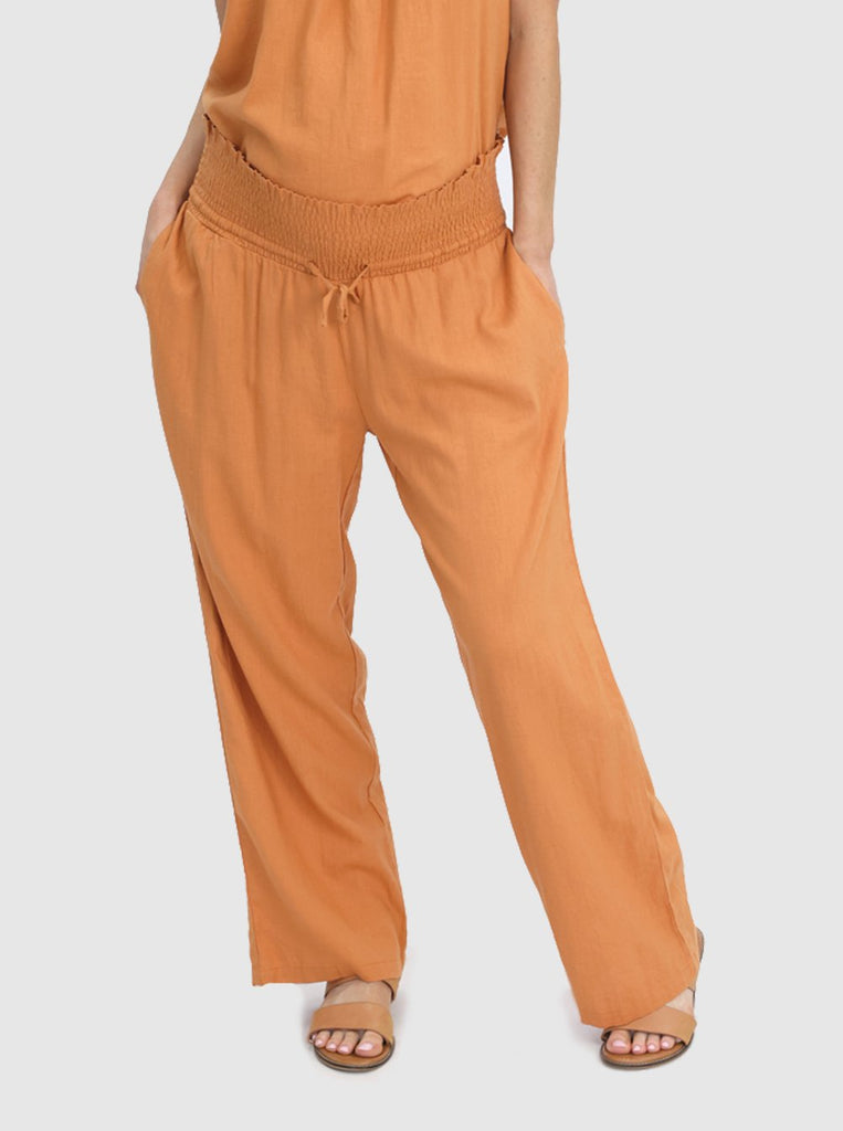 Main view - Comfortable Linen Maternity Pant in Orange from Angel Maternity (6640781983838)