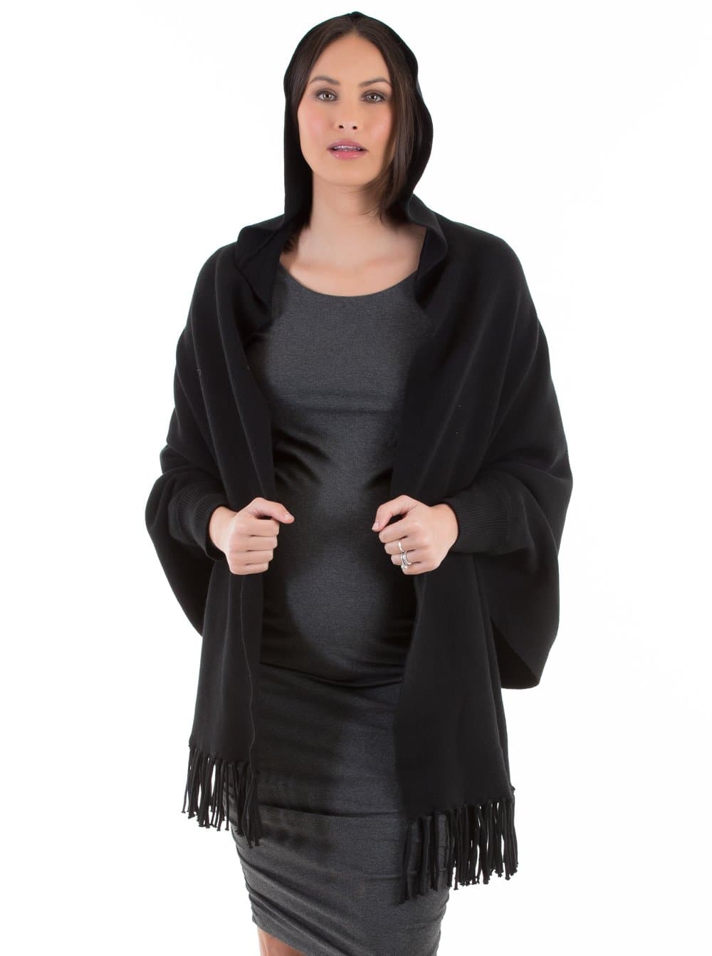 Maternity Wool Blend Winter Cape - Black - Angel Maternity - Maternity clothes - shop online (3946168221799)