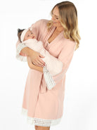Hospital Pack: Nursing Dress + Robe + Free Baby Pouch - Pink - Angel Maternity - Maternity clothes - shop online (4801468727390)