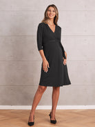 Maternity Classic Wrap Feeding Dress in Black - Angel Maternity USA