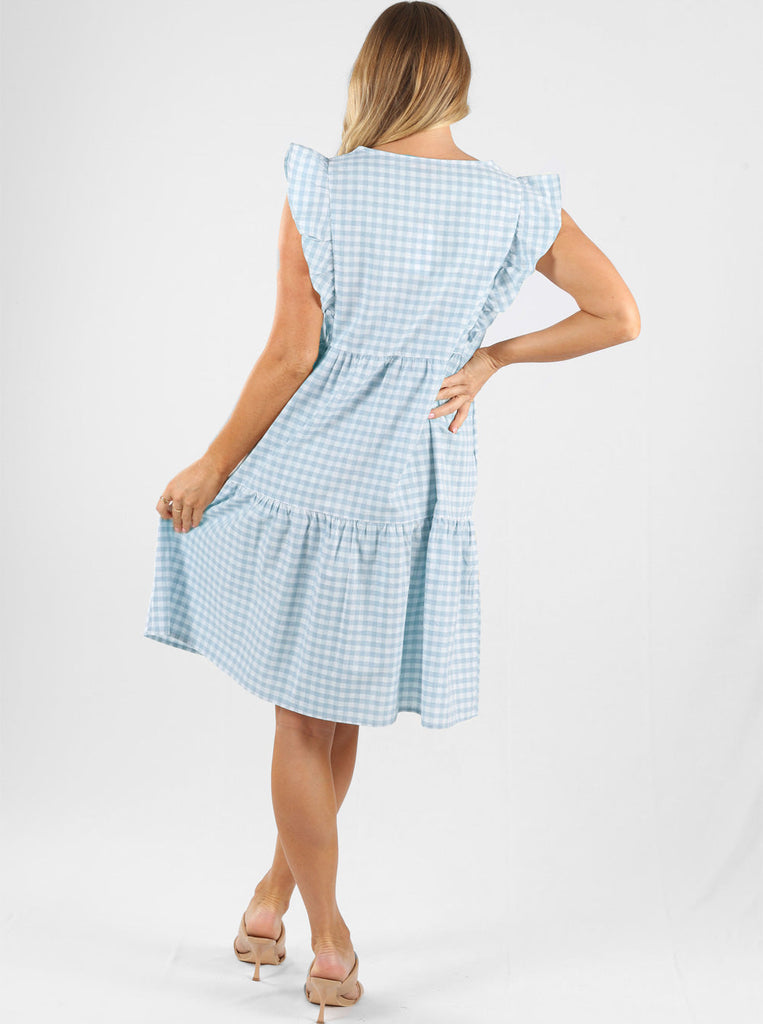 Maternity Gingham Dress in Blue - Angel Maternity - Maternity clothes - shop online (6664488353886)
