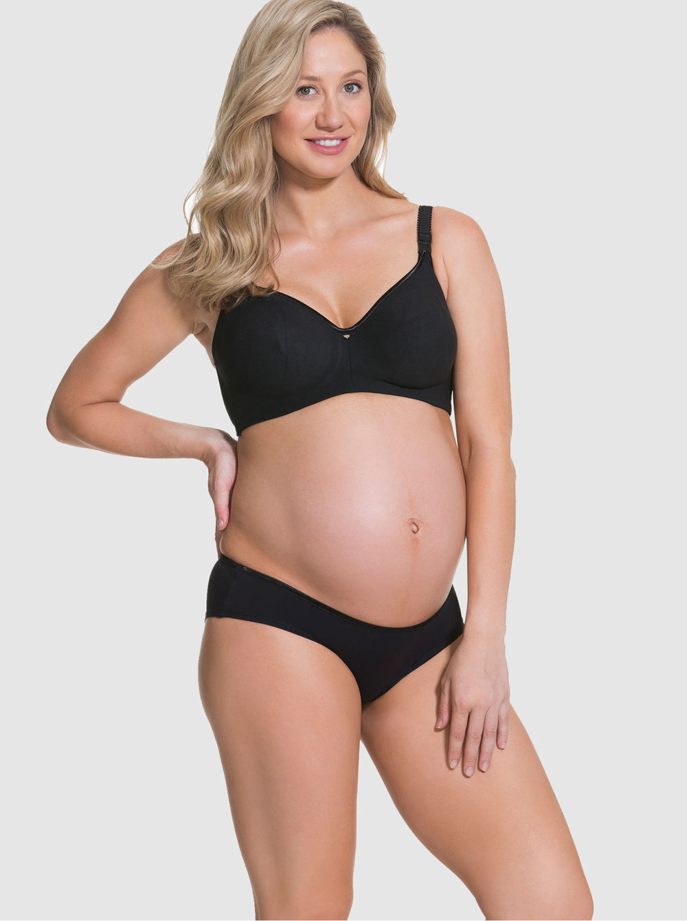 Full view - Cake Maternity Croissant Bikini Brief in Black (4734174036062)