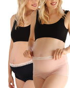 2-pack - Gracie Bamboo Maternity Underwear in Pink/Black - Angel Maternity USA