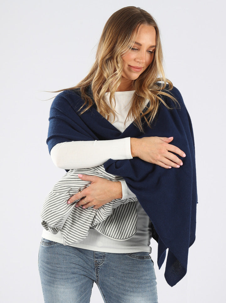 Moozie Mama Luxury Poncho/Scarf Maternity & Nursing Cover in Navy (6656645955678)