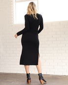 back view maternity midi dress in black