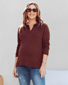Main view - Maternity and breastfeeding polo knit in Brown