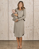 2-Piece Leah Maternity Loungewear/Sleepwear Set + Matching Baby Onesie - Sage Green