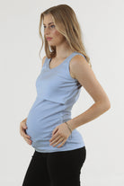 Maternity nursing cotton tank tee in blue-side