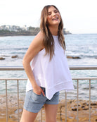 Back View - Maternity asymmetric top white