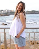 Side View - Maternity asymmetric top white